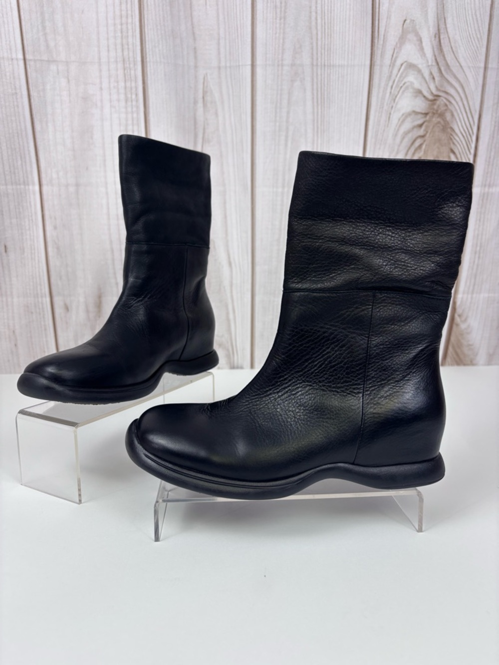 L'Amour Des Pied Boots Hidden Wedge Fold-Cuffed Boot Equestrian Black Size 5.5 - Picture 3 of 16